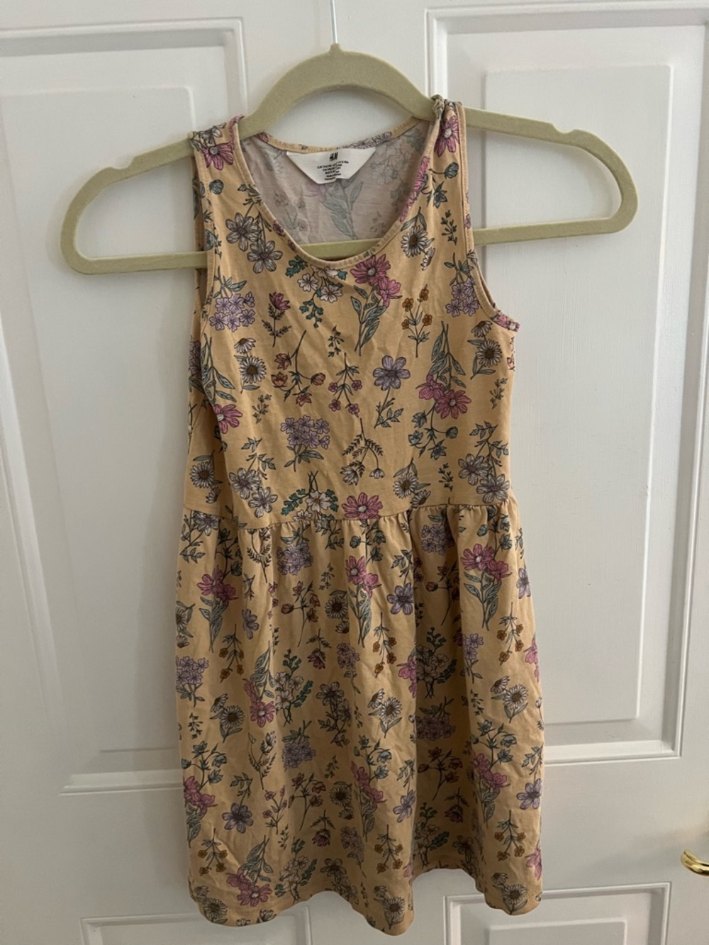 Yellow Floral Tank Dress with Pink & Purple Flowers H&M